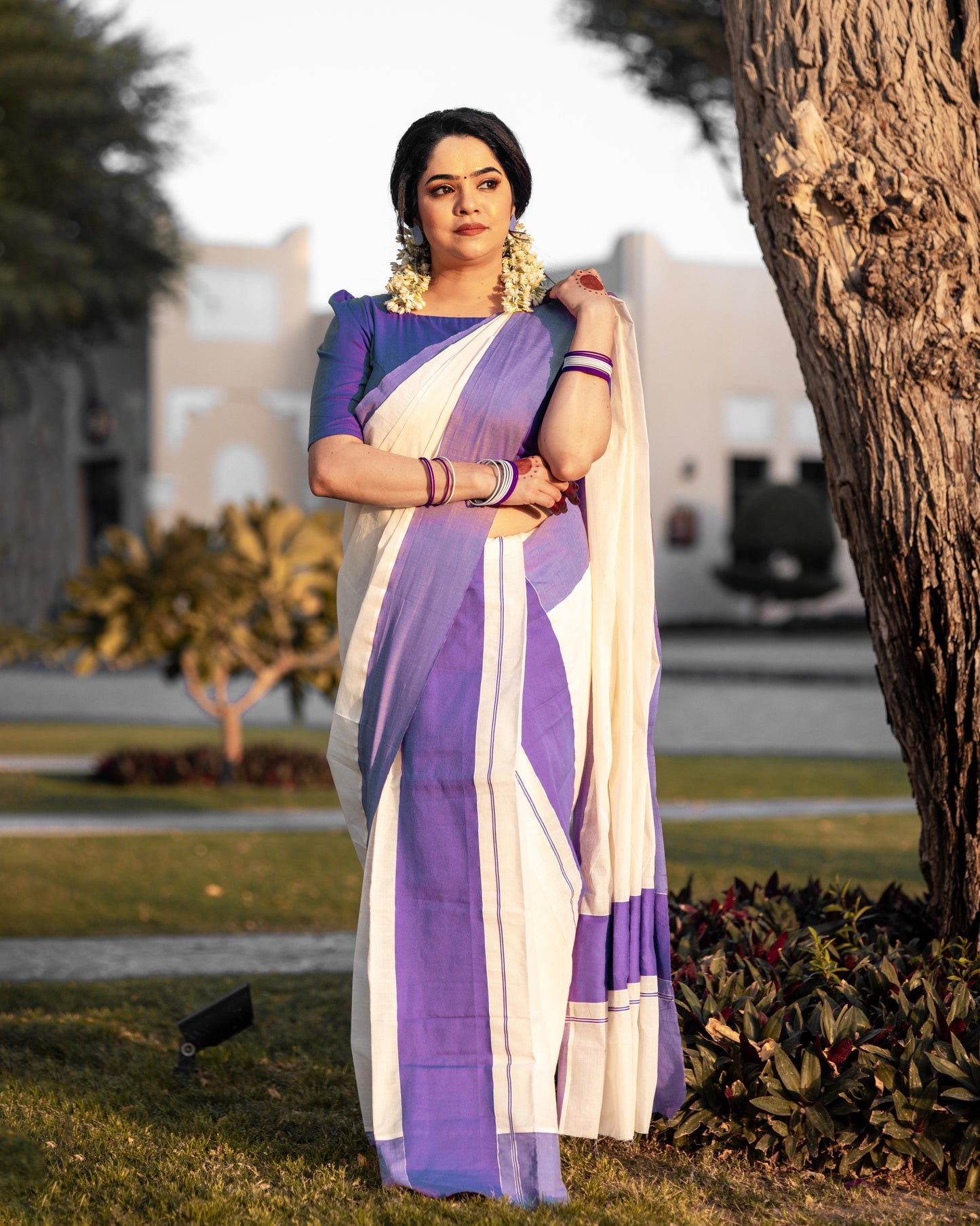 Big Kattikara Set Mundu – Turquoise Cotton | Traditional Kerala Wear