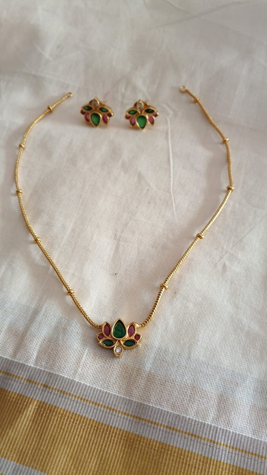 Trending Lotus Necklace – Matte Gold Finish, Lightweight Alloy