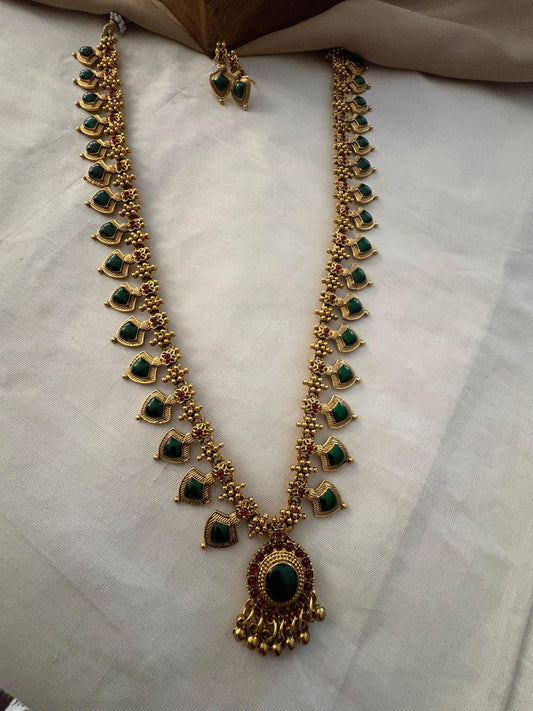 Long Palakka Necklace – Matte Gold Finish