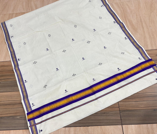 Premium Kara Kasavu Cotton Saree with Small Butta Print – 6.25 Meters
