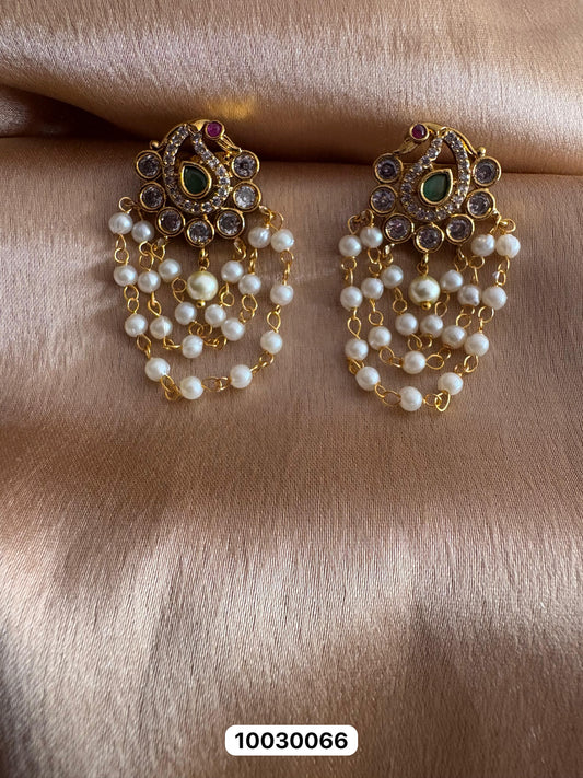 Pearl Hangings Earrings – Matte Gold Finish
