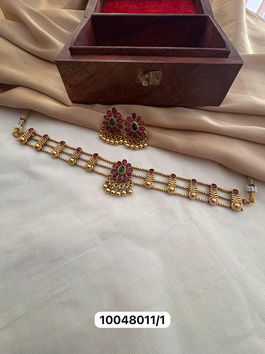 Shishira Choker – Matte Gold Finish | Traditional Indian Choker UK | Velocentra Hub