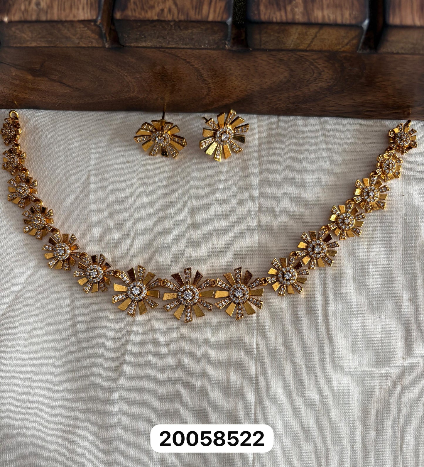 Flower Design Matte Gold Neck Set – Ethnic Jewellery | Velocentra Hub UK
