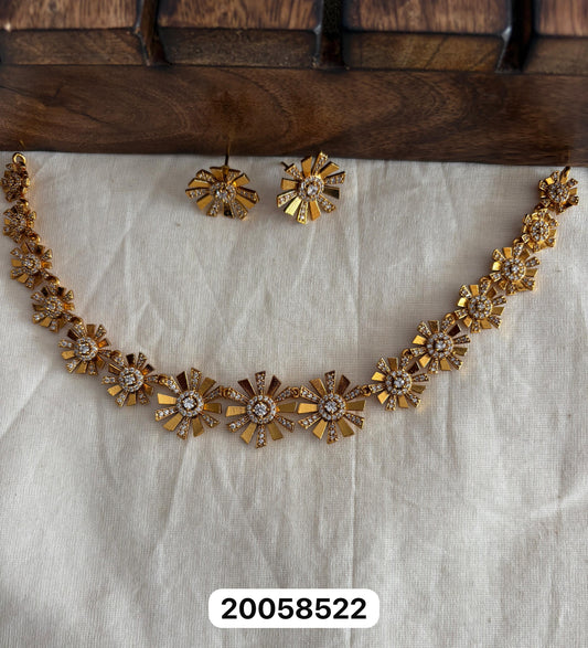 Flower Design Matte Gold Neck Set – Ethnic Jewellery | Velocentra Hub UK