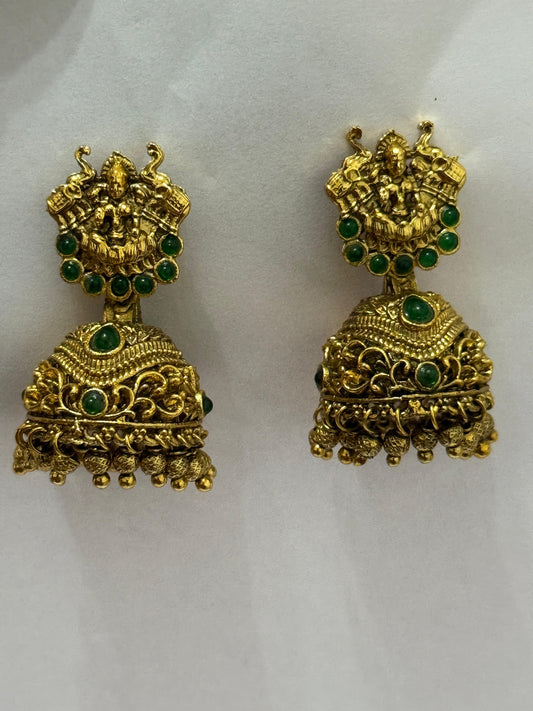 Lakshmi Earrings – Matte Gold Finish, Lightweight Copper-Aluminum Blend