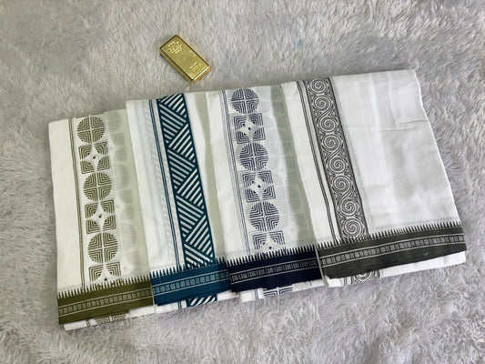Tribal Printed White Khadi Dhothi – Premium Handwoven Cotton | Velocentra Hub