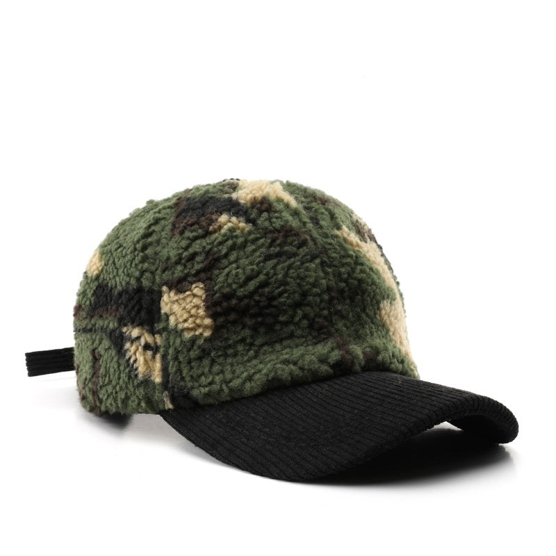 Color Blocking Plush Camouflage Solid Color Light Board Baseball Cap