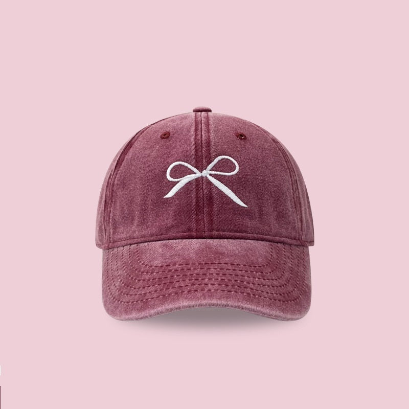 Niche Designer Bowknot Embroidery Denim Peaked Cap For Women