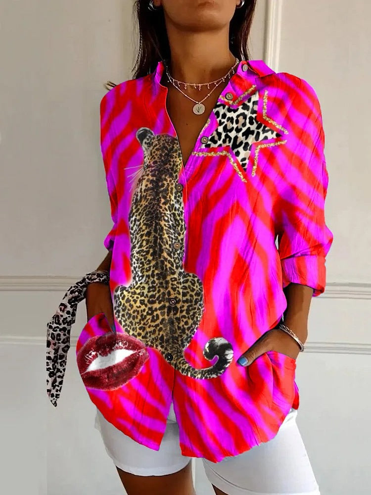 New Women's Long Sleeved Shirt For Summer Fashion, 3D Printed Shirt With Floral Pattern