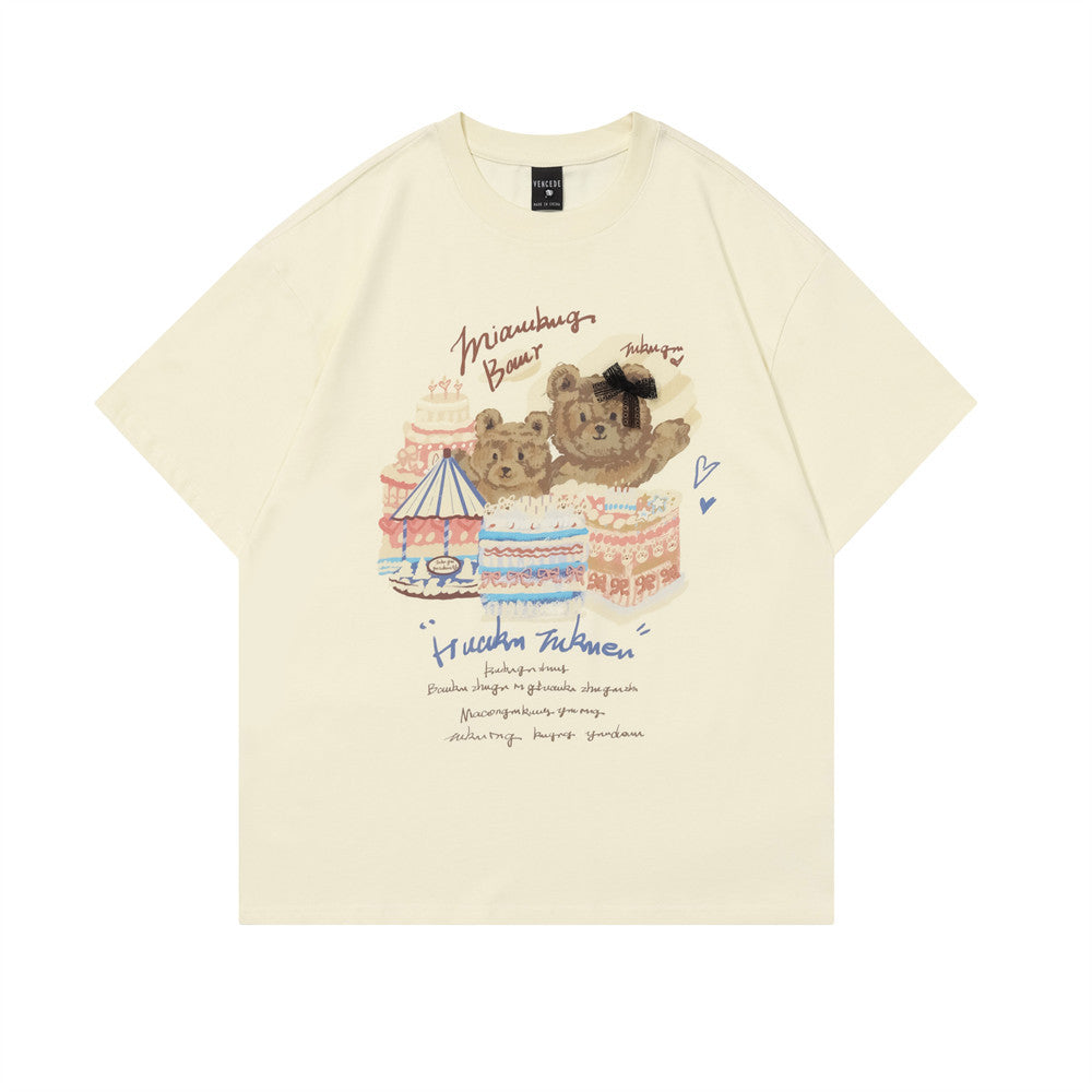 Bear Print Summer Loose Casual Men And Women