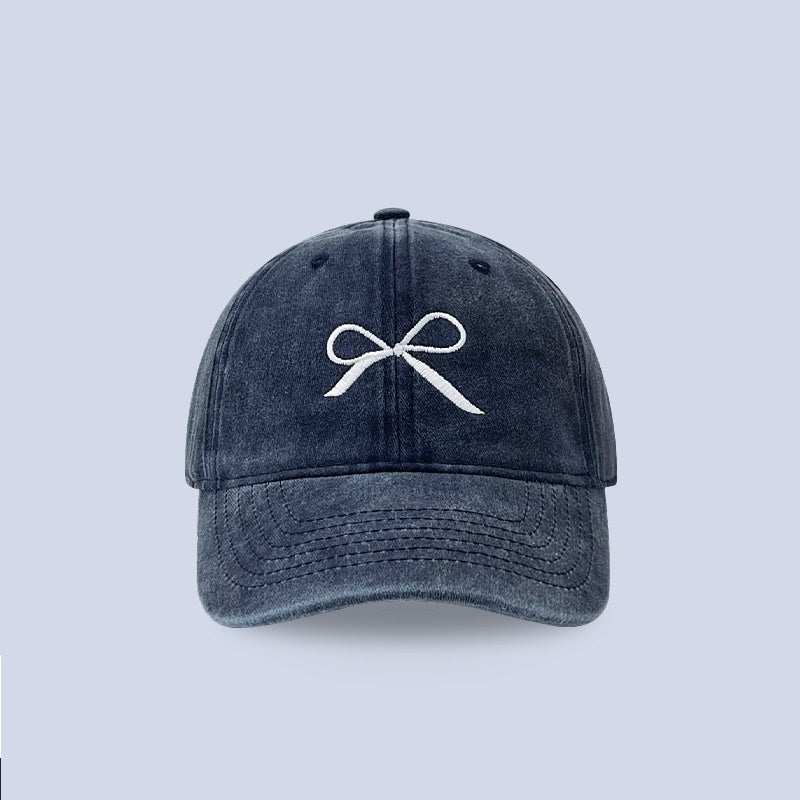 Niche Designer Bowknot Embroidery Denim Peaked Cap For Women