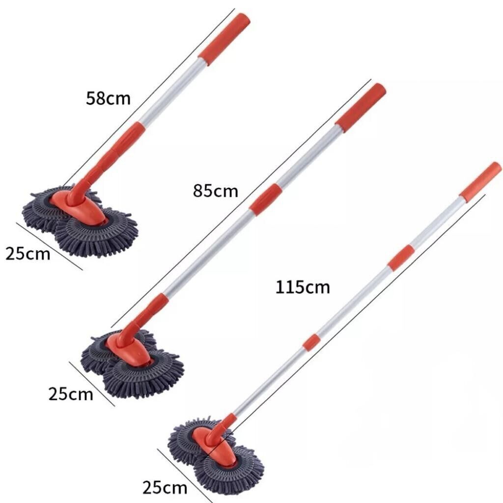 Microfiber Mop Wash Kit Telescopic Car Cleaning Brush With 4 Replacent Header