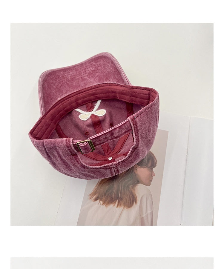 Niche Designer Bowknot Embroidery Denim Peaked Cap For Women