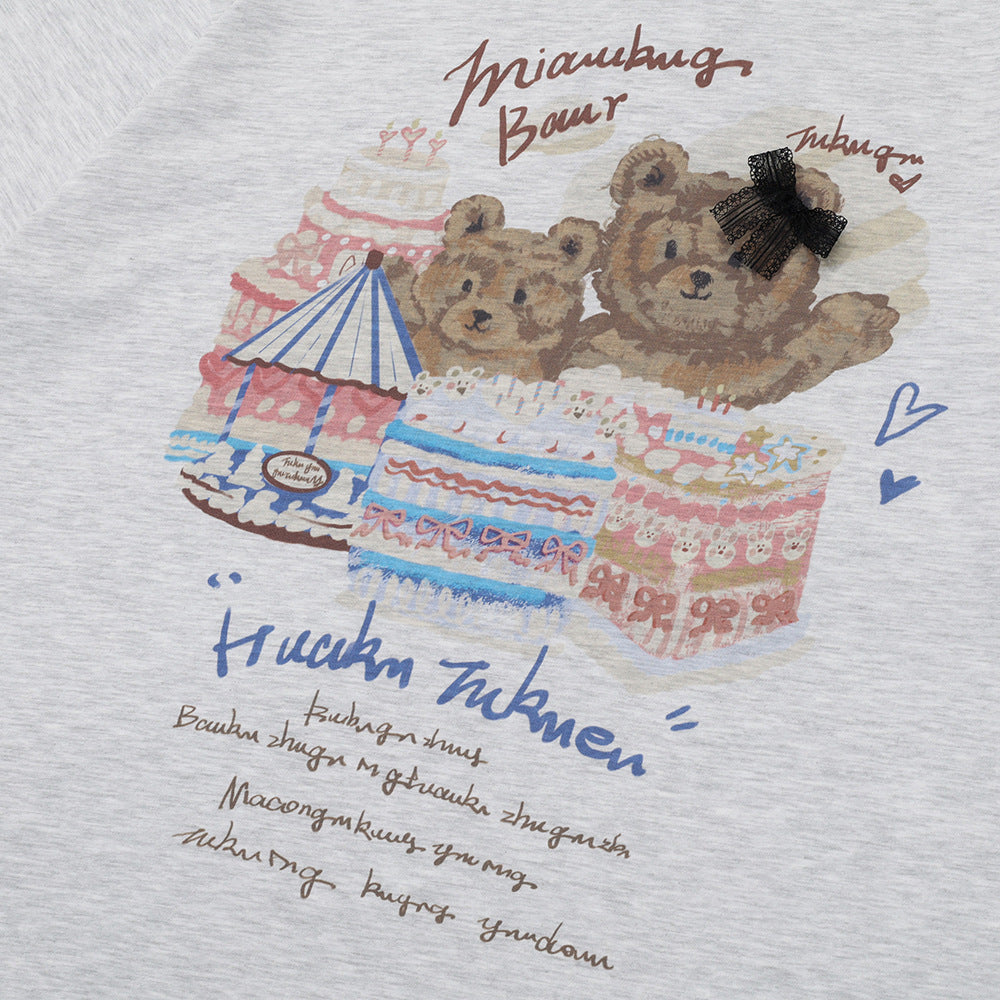 Bear Print Summer Loose Casual Men And Women
