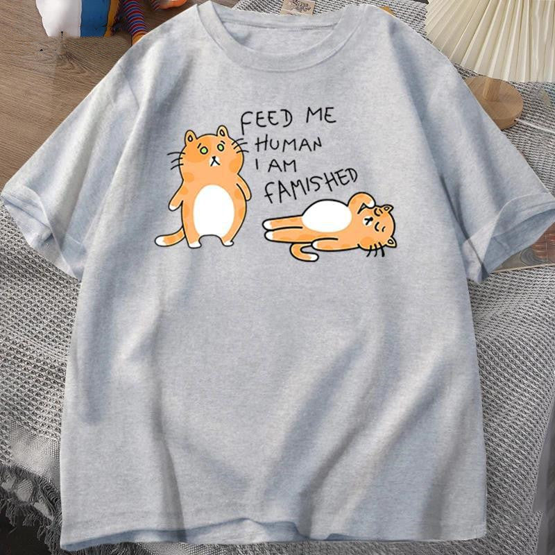 Men Women Fuuny Cat Lovely Print T Shirt Summer Cot