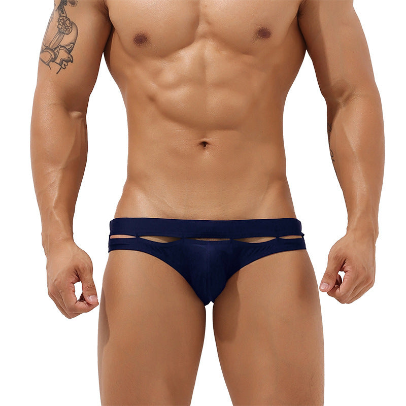 Personality Fashion Men's Hot Spring Swimming Trunks Youth Low Waist Sexy Solid Color Briefs