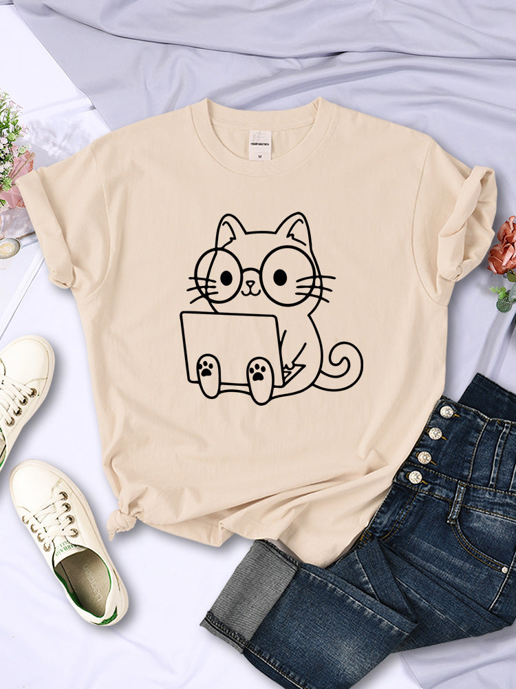 European And American Digital Printing Casual Short-sleeved T-shirt