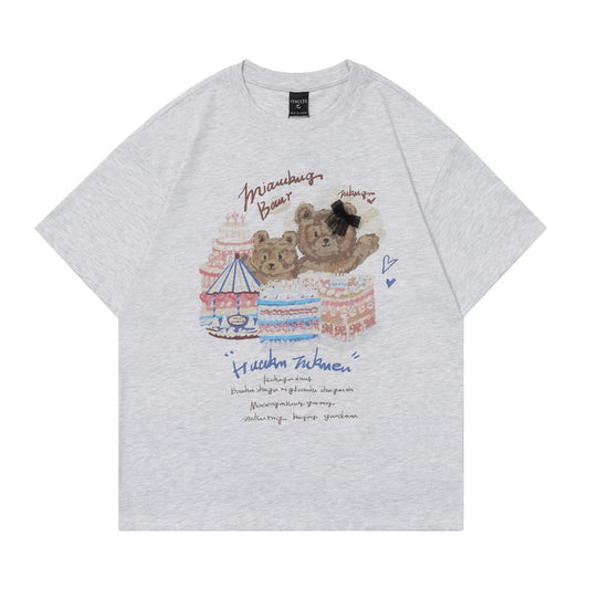 Bear Print Summer Loose Casual Men And Women