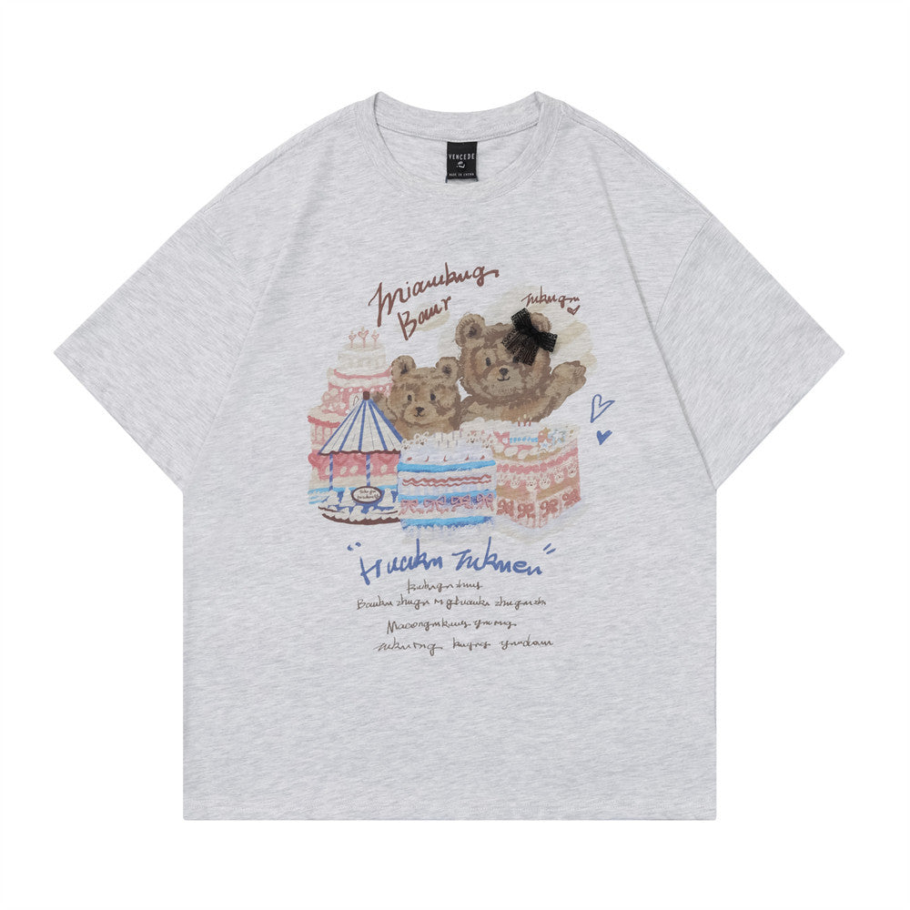 Bear Print Summer Loose Casual Men And Women
