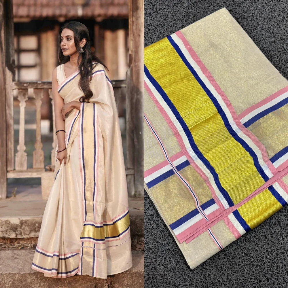 Elegant Golden Tissue Saree – Premium Quality | 6.25 Meters (VH1016B)