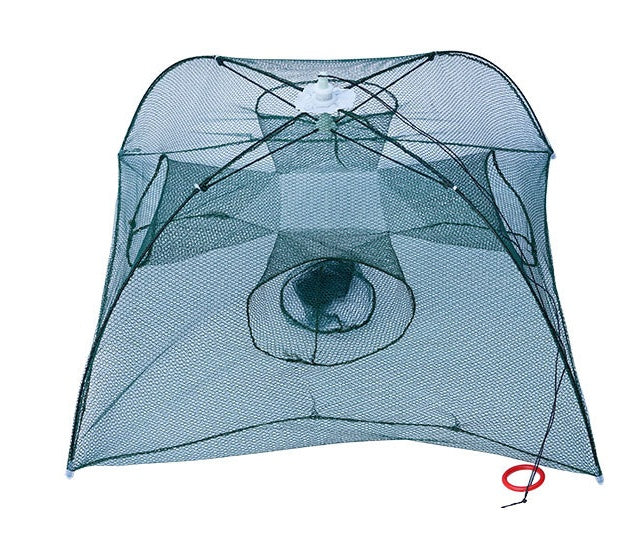 Heavy-Duty Foldable Fishing Trap – 4-20 Hole Nylon Cast Net for Fish, Crabs, Shrimp & Eels – Automatic Cage Design