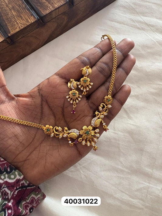 Elegant Simple Peacock Necklace | Traditional Imitation Jewellery for Women(40031022)