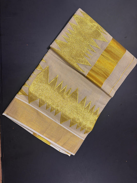 Premium ECG Golden Tissue Saree – 6.25 Meters