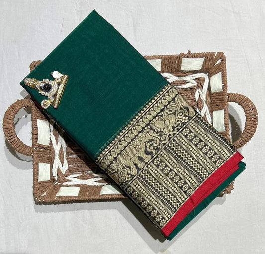 Premium Cotton Saree – 6.10 Meters | Elegant Handloom-Inspired Traditional Drape